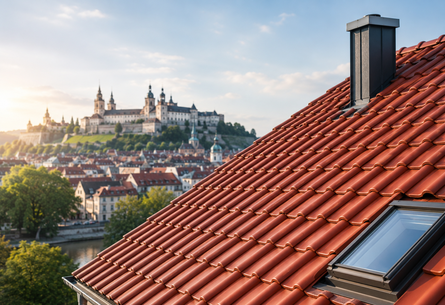 Gepflegtes Ziegeldach in Würzburg nach professioneller Dachreinigung